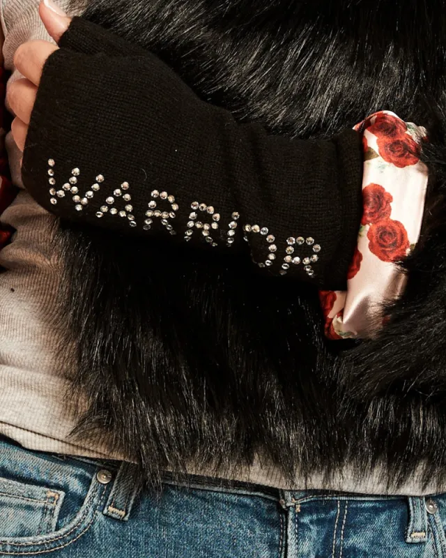 Bedazzled Warrior Short Fingerless Cashmere Gloves by Carolyn Rowan made by Jill Martin