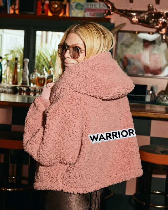 The Warrior Effect™ by Jill Martin Chenille Logo Cropped Sherpa Lounger Jacket sold by Jill Martin