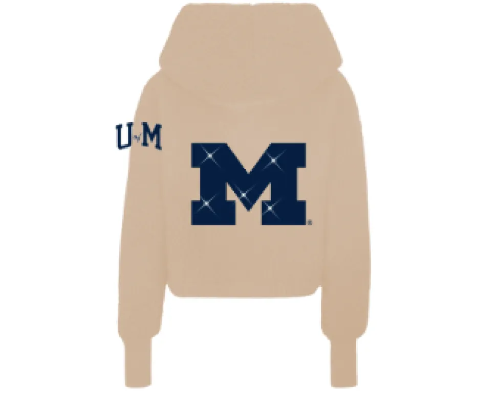 University of Michigan Bedazzled Remix Logo Cropped Sherpa Lounger Jacket sold by Jill Martin