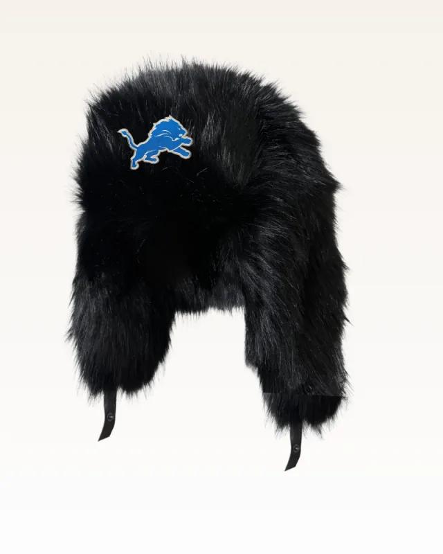 Detroit Lions Faux Fur Trapper Hat made by Jill Martin