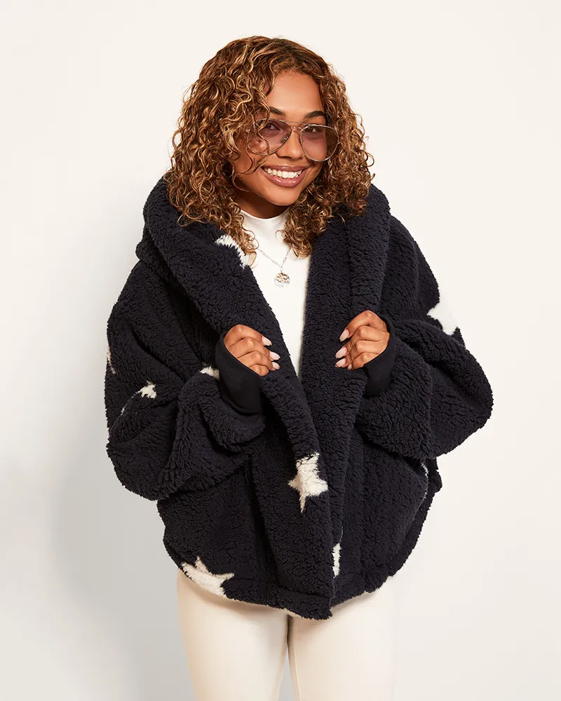 New England Patriots Cropped Sherpa Lounger Jacket sold by Jill Martin product image thumbnail 3