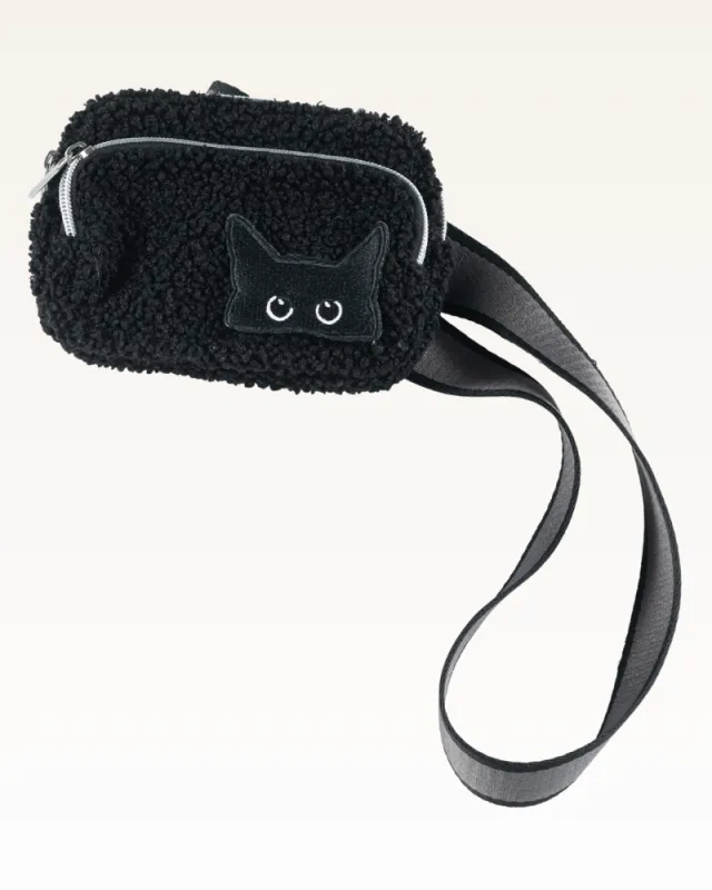 Beth's Furry Friends Black Cat Regulation Size Sherpa Fanny Pack sold by Jill Martin