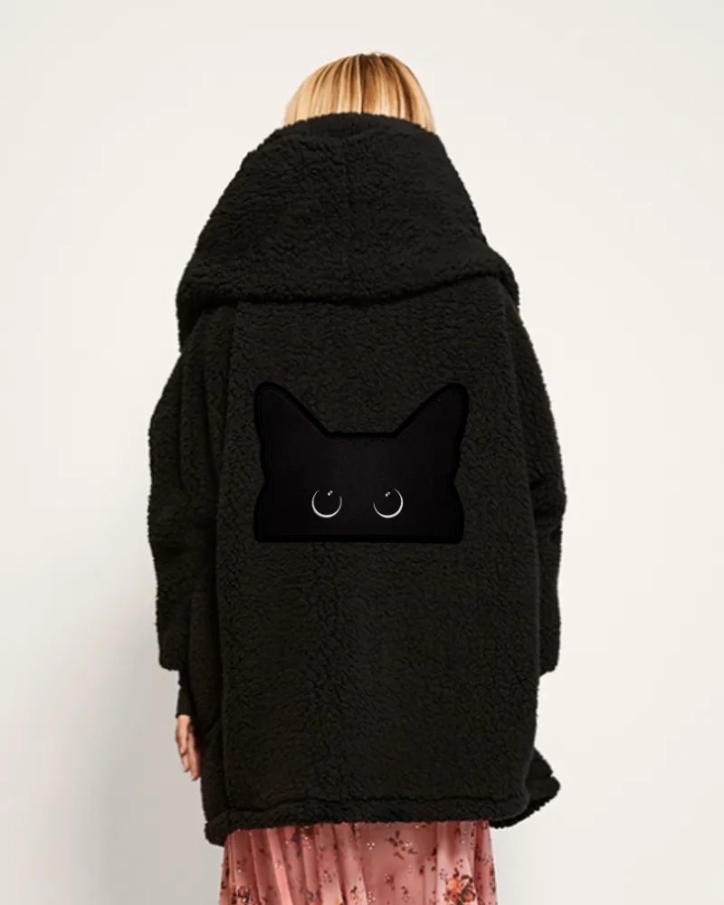 Beth's Furry Friends Black Cat Logo Sherpa Lounger Jacket sold by Jill Martin