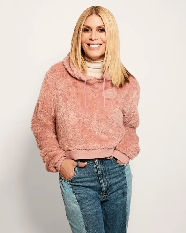 San Francisco 49ers Pink Tonal Cropped Sherpa Hoodie sold by Jill Martin