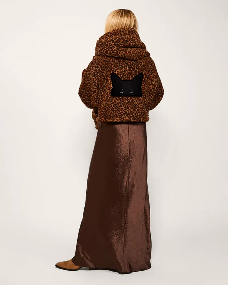 Beth's Furry Friends Black Cat Logo Cropped Sherpa Lounger Jacket sold by Jill Martin product image thumbnail 4