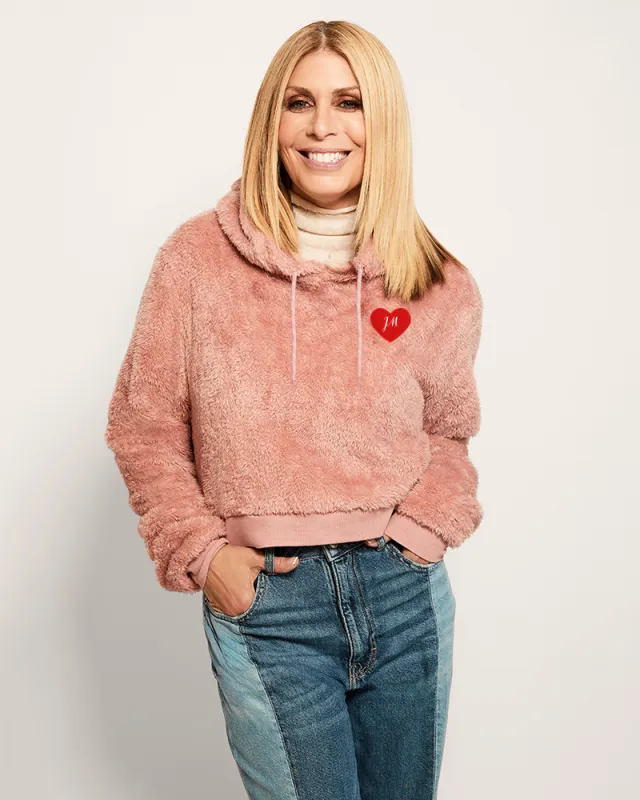 Monogram Heart Cropped Sherpa Hoodie sold by Jill Martin