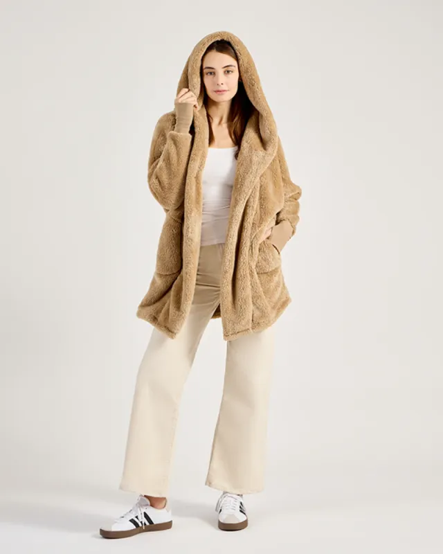 The Luxe Unisex Lounger Lite Jacket - Caramel Teddy made by Jill Martin