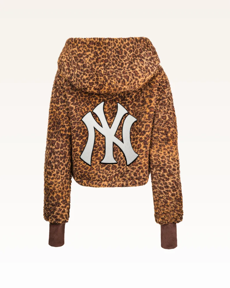 New York Yankees Chenille Logo Cropped Sherpa Lounger Jacket sold by Jill Martin