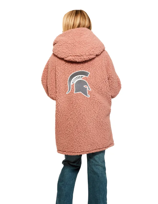 Michigan State University Bedazzled Logo Sherpa Lounger Jacket made by Jill Martin