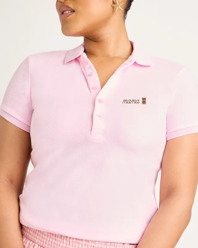 'mama bear' Women's Terry Polo - Pink made by Jill Martin