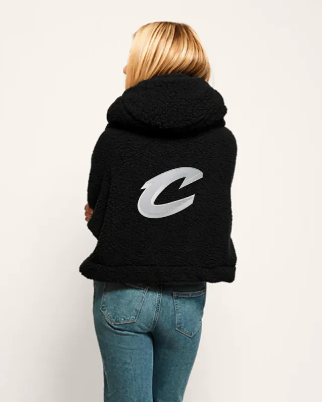 Cleveland Cavaliers Cropped Sherpa Lounger Jacket Black made by Jill Martin