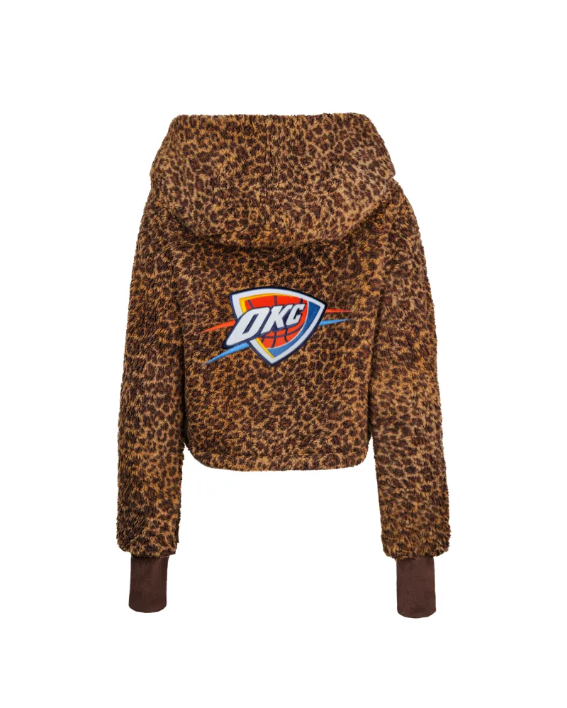 Oklahoma City Thunder Cropped Sherpa Lounger Jacket Leopard sold by Jill Martin product image thumbnail 5