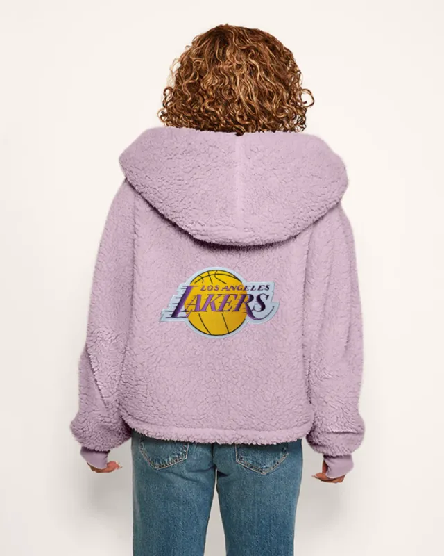 Los Angeles Lakers Cropped Sherpa Lounger Jacket made by Jill Martin