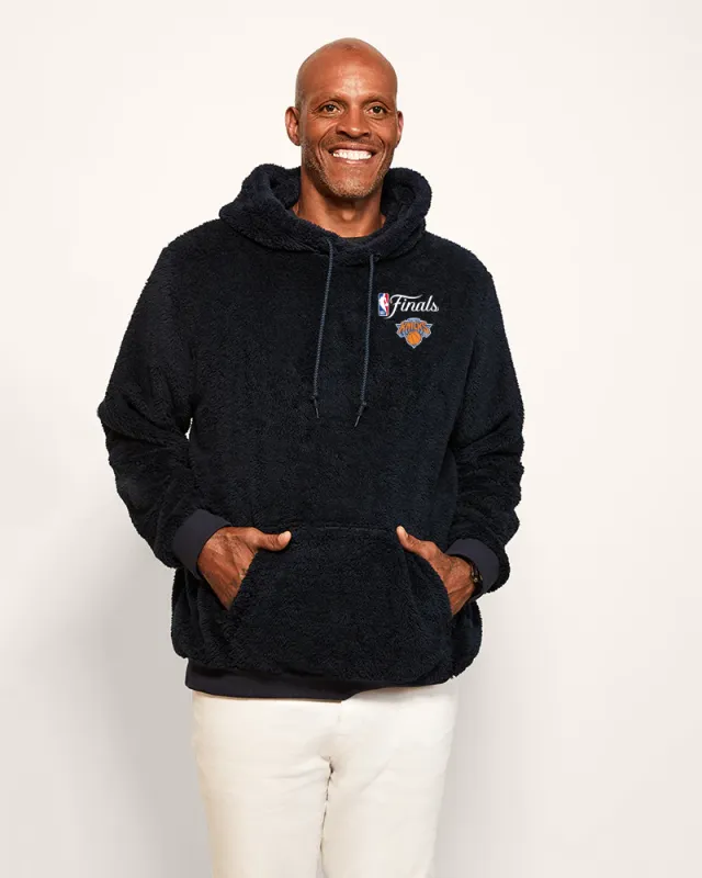 New York Knicks 2026 NBA Finals Unisex Blanket Hoodie - Navy made by Jill Martin