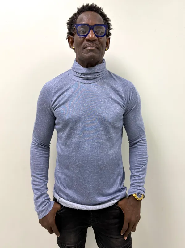 FW25 ||HIGH NECK RAGLAN TOP || SILK +  COTTON|| SEA GREY sold by zam barrett