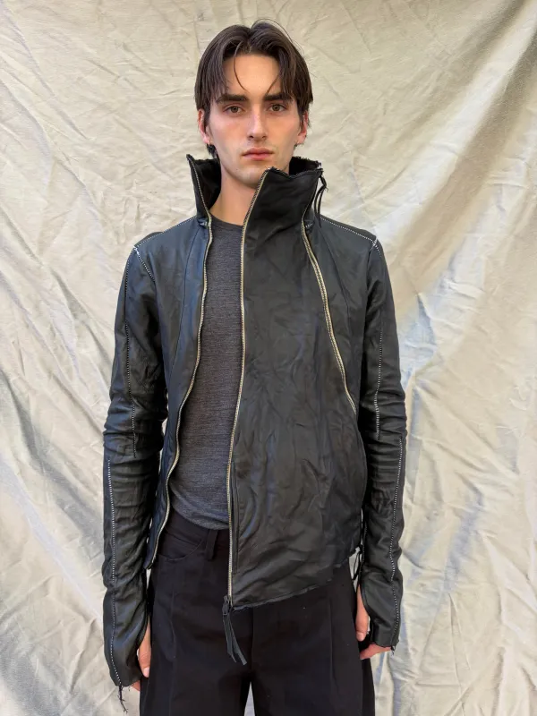 FW25 || TYPE III HIGH NECK LEATHER JACKET || CALF + COTTON sold by zam barrett