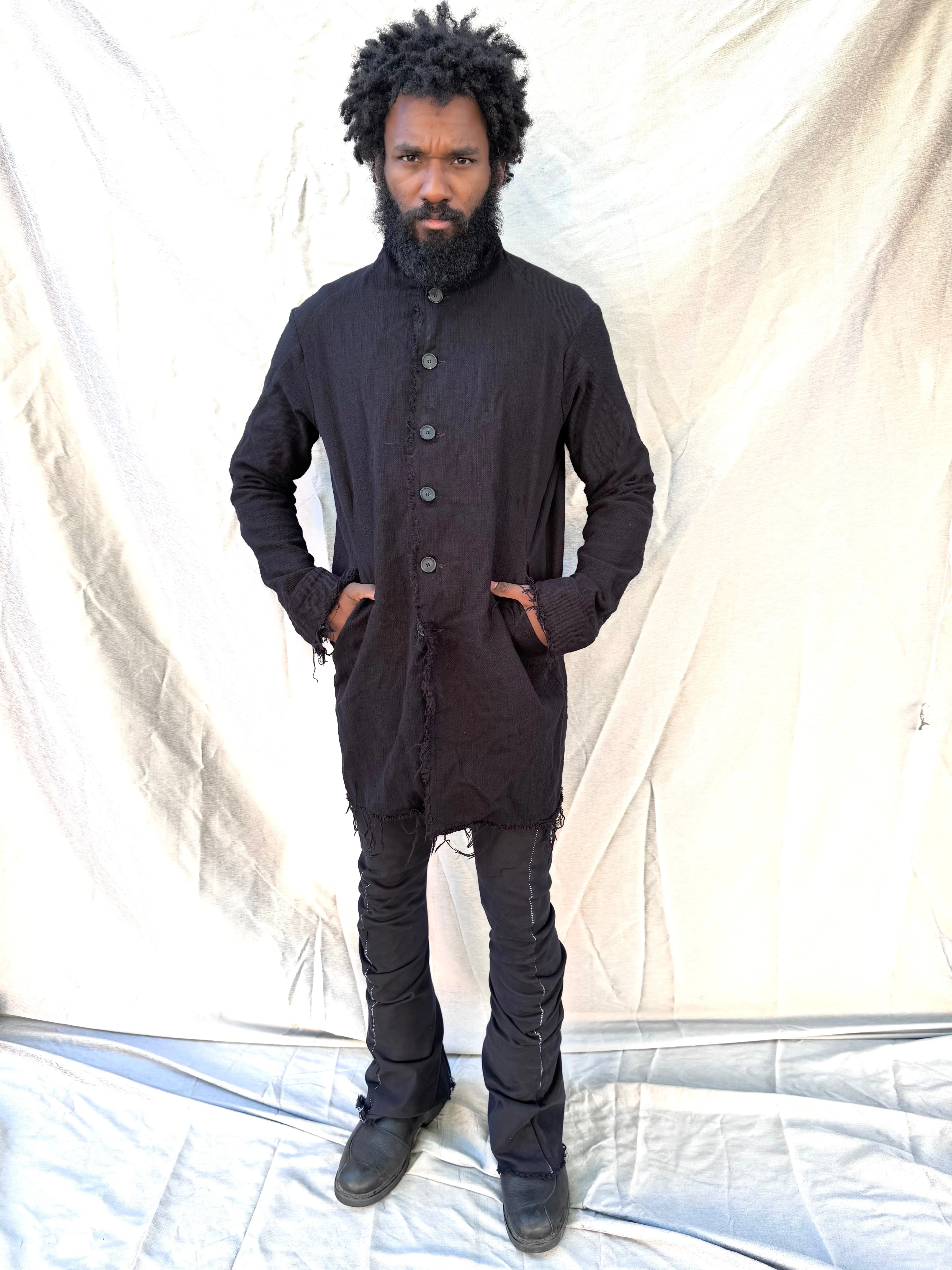 FW25 || PROTOLOGICAL ARCHETYPE LONG SHIRT JACKET || BLACK sold by zam barrett product image thumbnail 5