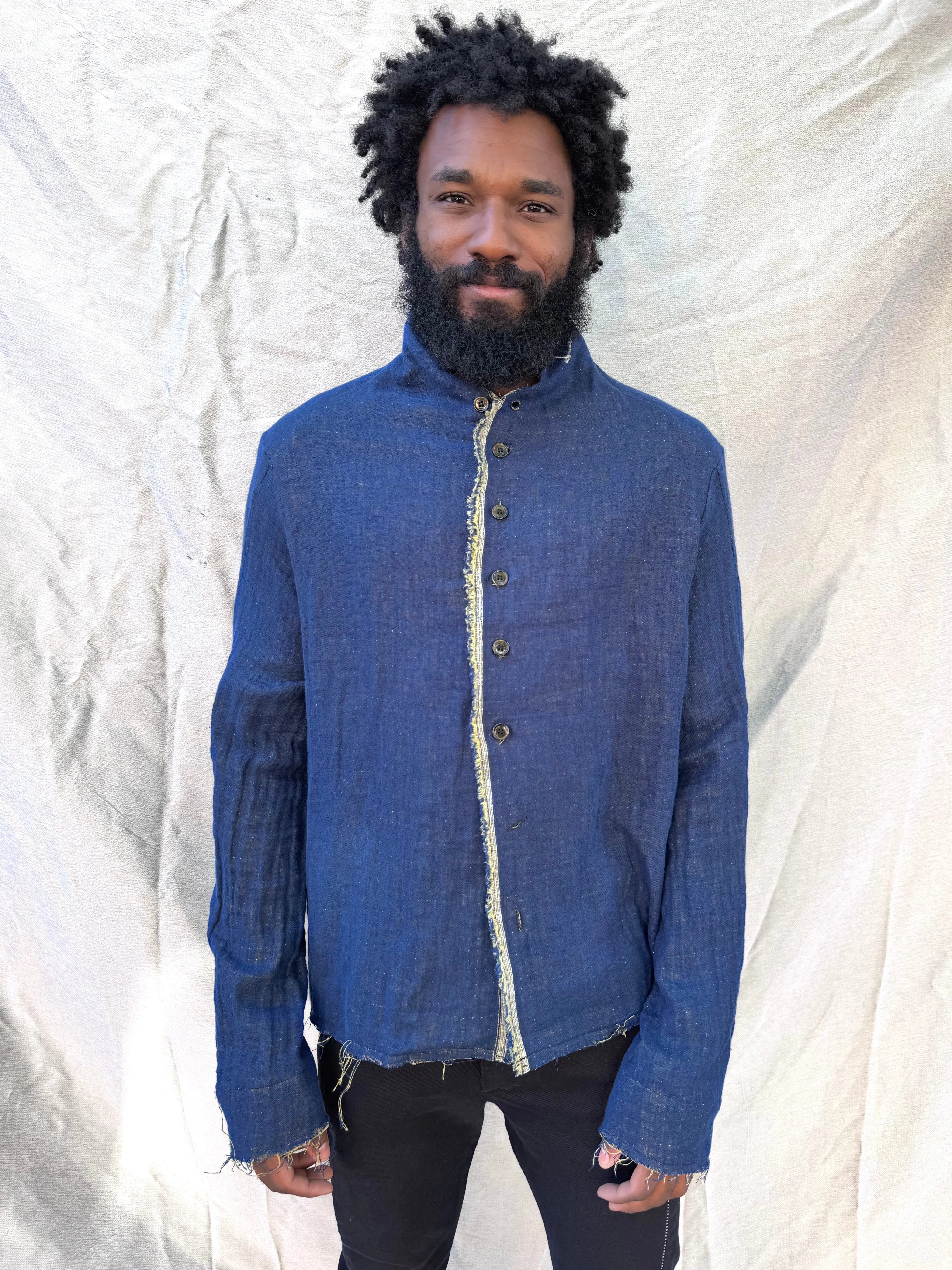 FW25 || PROTOLOGICAL ARCHETYPE SHIRT || LINEN || BLUE sold by zam barrett product image thumbnail 2