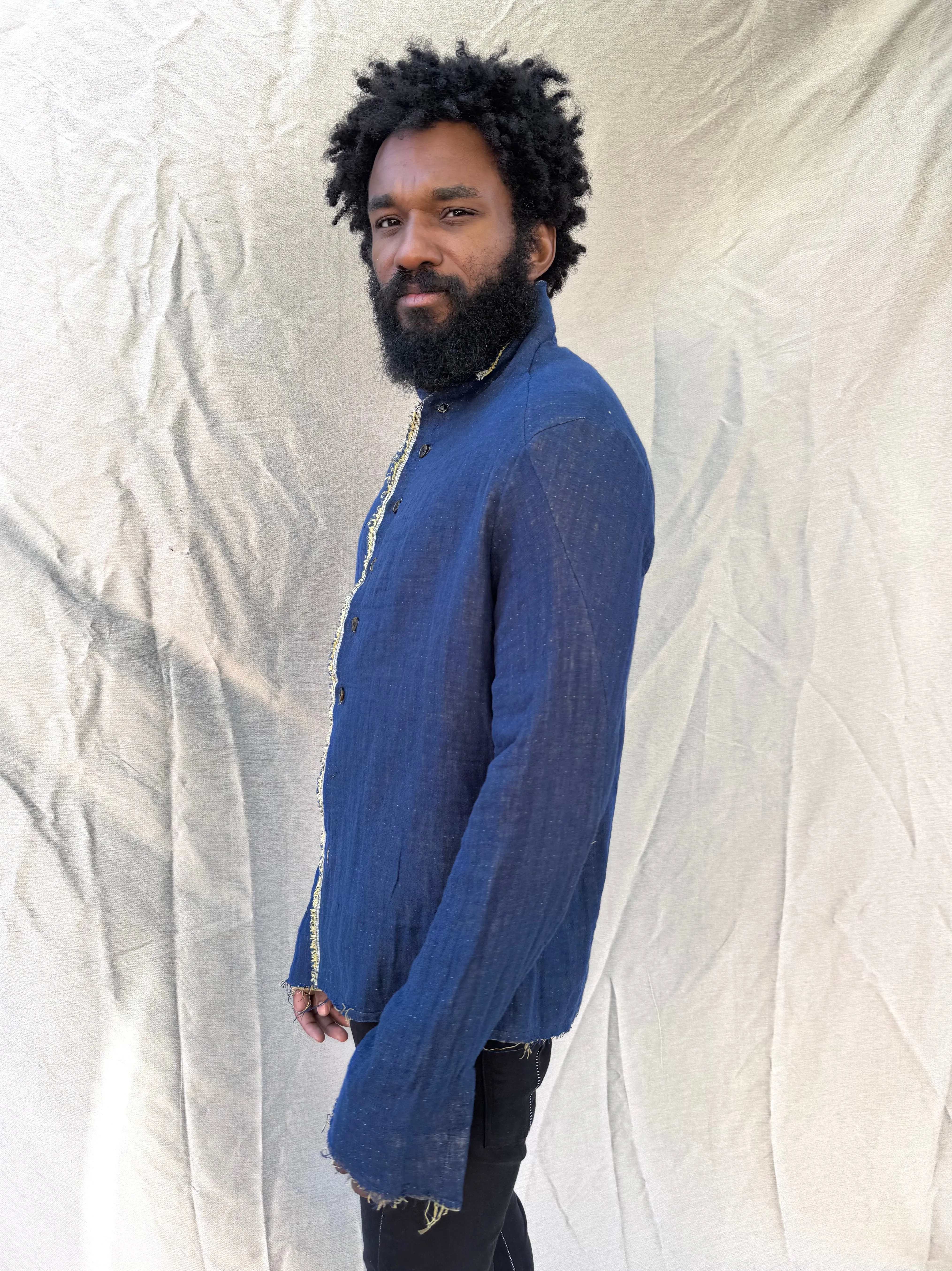 FW25 || PROTOLOGICAL ARCHETYPE SHIRT || LINEN || BLUE sold by zam barrett product image thumbnail 3
