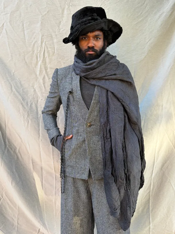 FW25 || LARGE DOUBLE WIDTH SCARF || BLACK || WOOL + LINEN sold by zam barrett