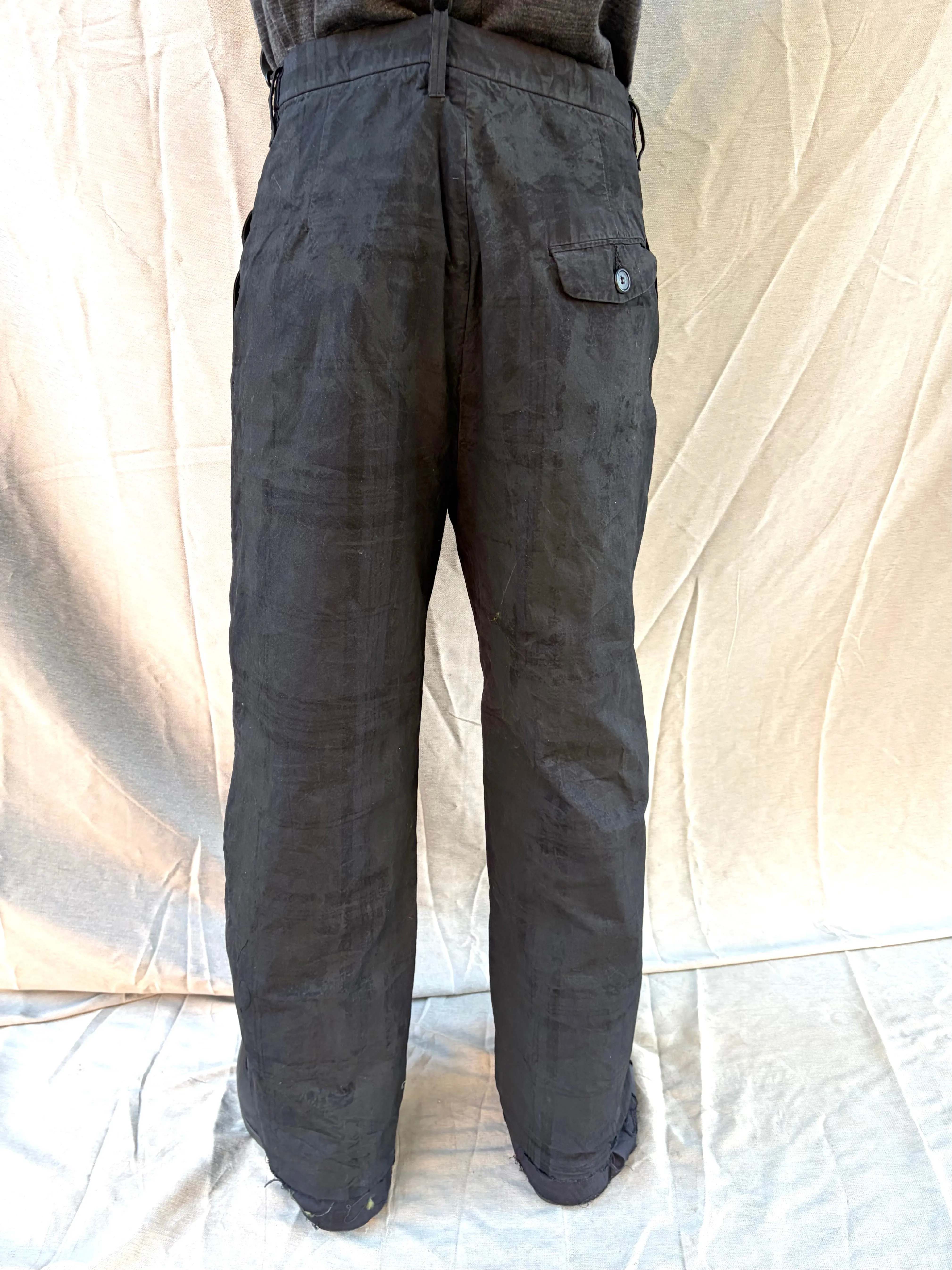 FW25 ||CLASSIC PLEATED GODDE PANTS|| COTTON || CHARCOAL COATED BLACK sold by zam barrett product image thumbnail 4