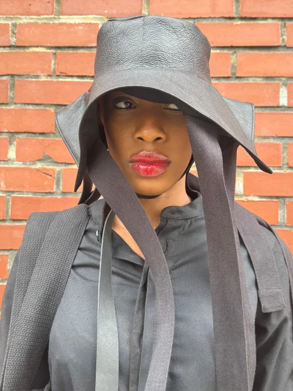 SS24 || CASCADING SQUARE BRIM BUCKET HAT || BLACK sold by zam barrett