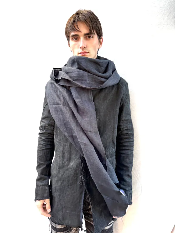 FW25 || CLASSIC LONG SLIM SCARF || LINEN - BLACK sold by zam barrett