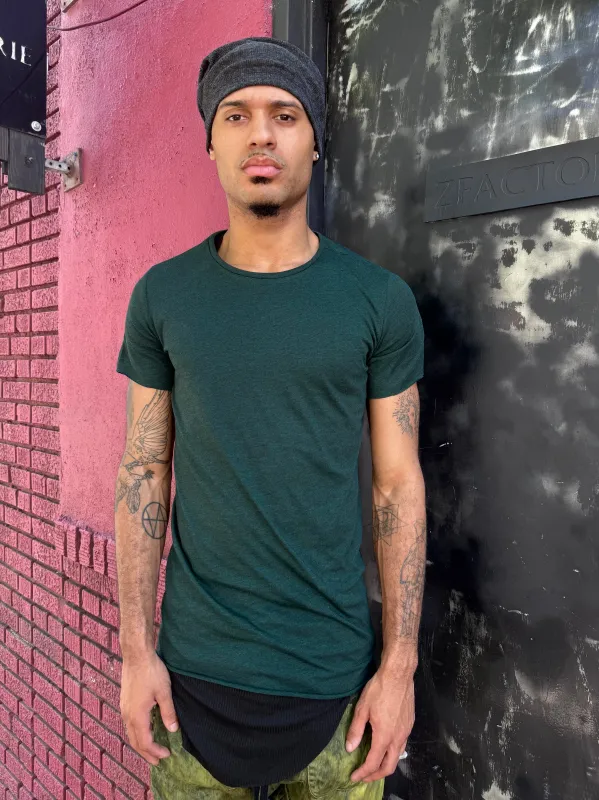 ZBT JAMAICA || SHORT SLEEVE FAULTED SHOULDER || EMERALD GREEN sold by zam barrett