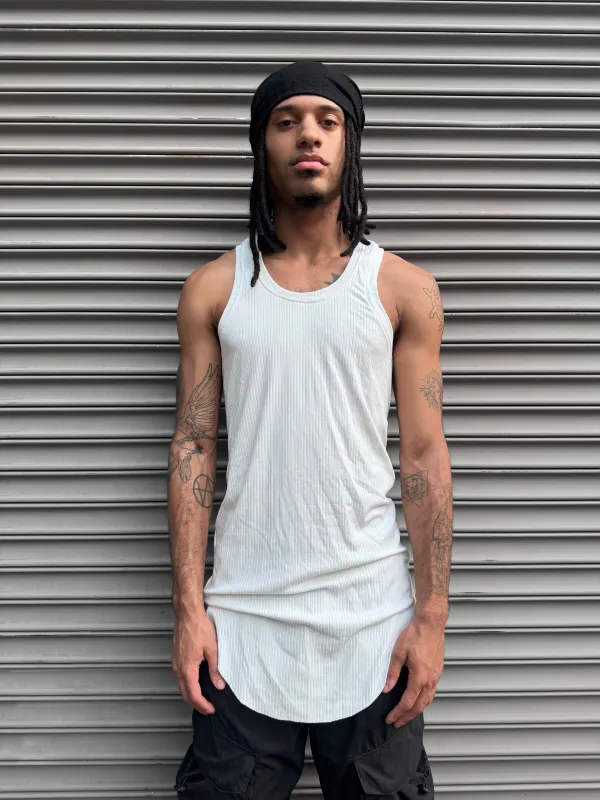 ZBT JAMAICA || A TANK || WHITE RIBBED sold by zam barrett