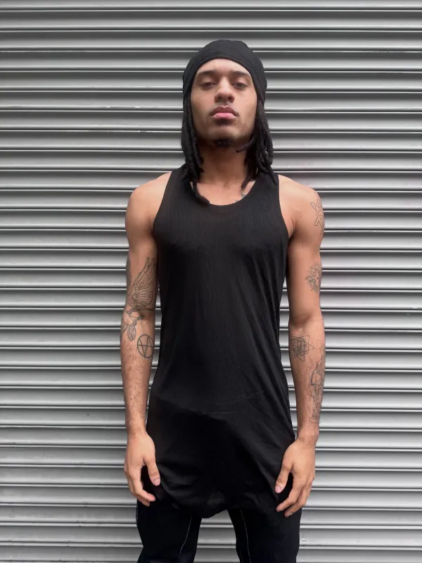 ZBT JAMAICA || A TANK || BLACK RIBBED LIGHTWEIGHT sold by zam barrett