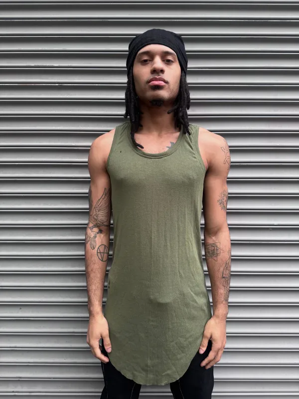 ZBT JAMAICA || A TANK || GREY GREEN MIDWEIGHT sold by zam barrett