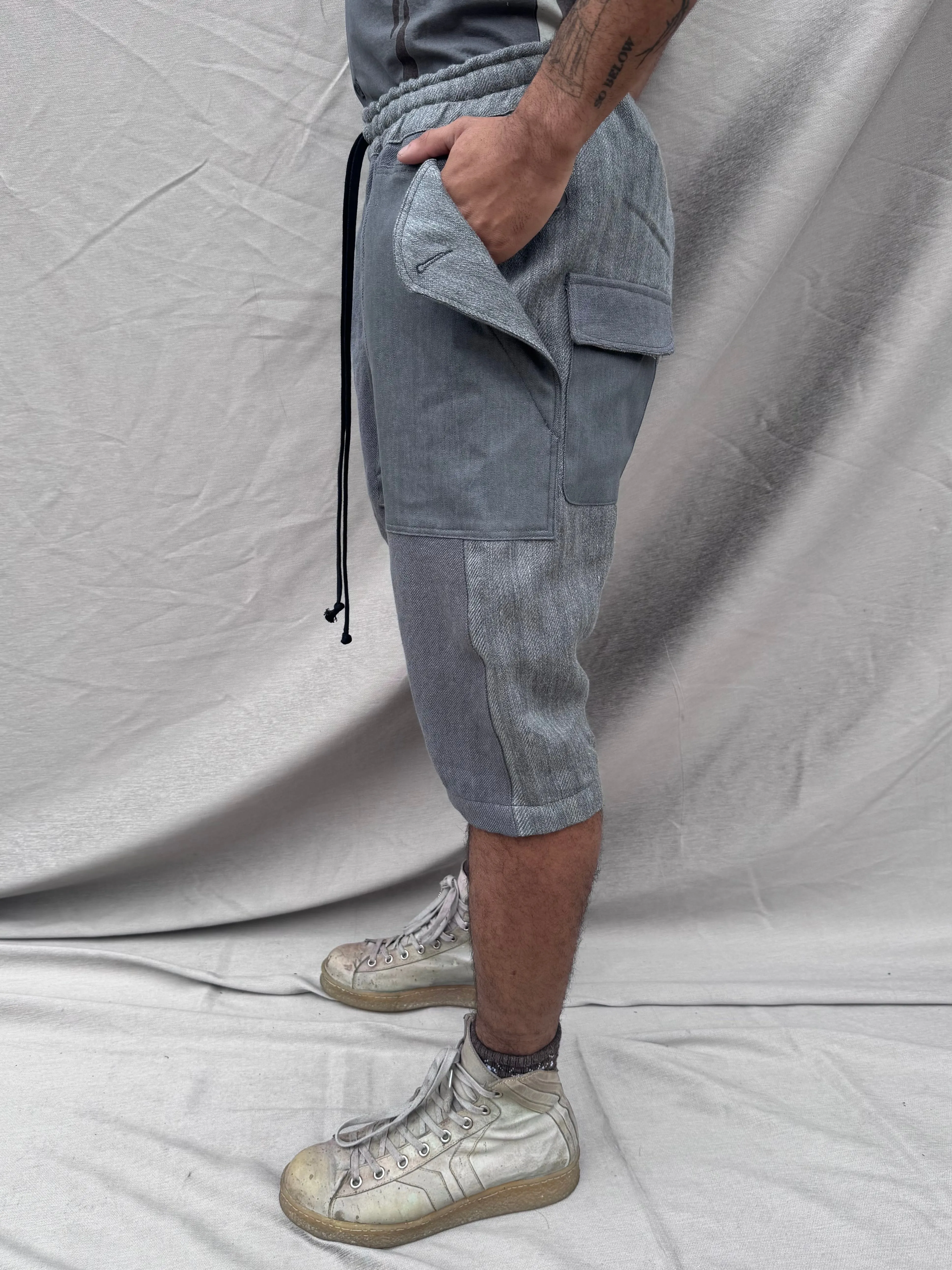 SS25 || ASYMMETRIC ZIP PLACKET ZERO SHORTS || GREY sold by zam barrett product image thumbnail 3