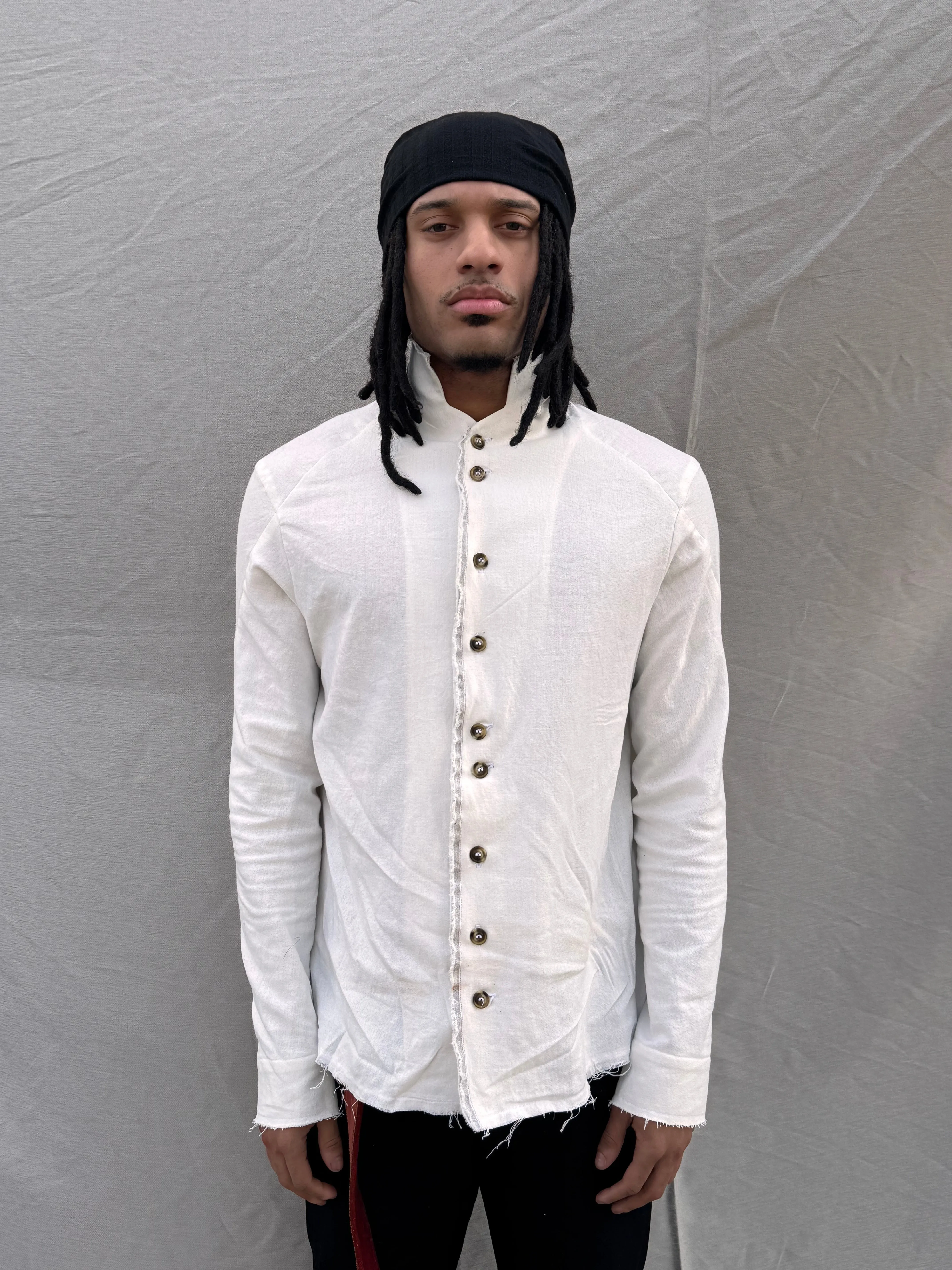 SS25 || PROTOLOGICAL ARCHETYPE CLASSIC || LINEN SHIRT || WHITE sold by zam barrett product image thumbnail 2