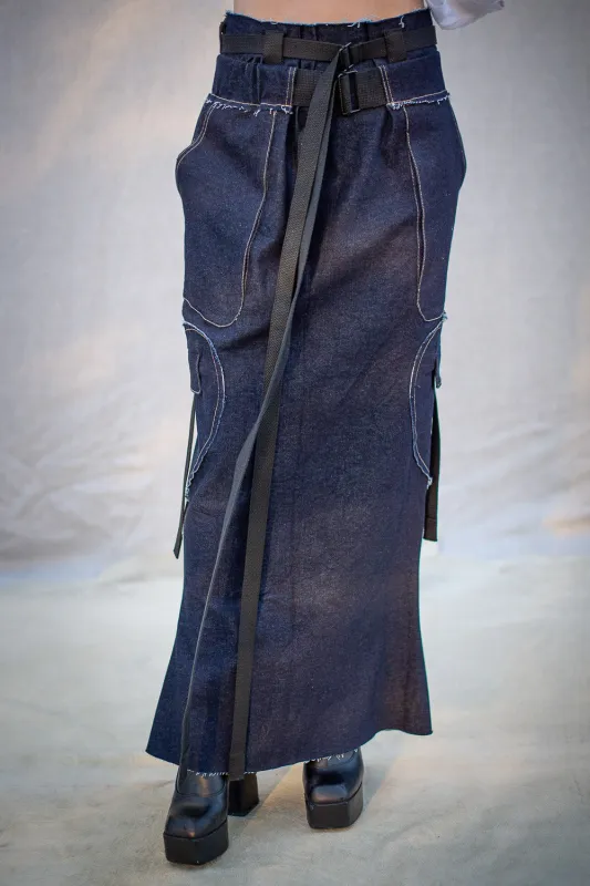FW24 || DENIM HEARTENED CARGO SKIRT || COTTON sold by zam barrett