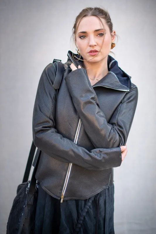 FW24 || HENRIKSSON HOODIE || PERFORATED LEATHER sold by zam barrett