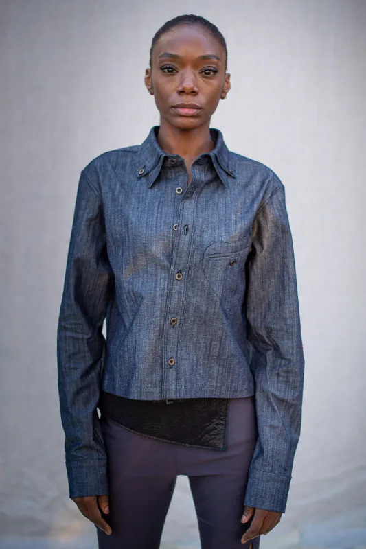 FW24 || CROPPED POETTESSE SHIRT || DENIM made by zam barrett