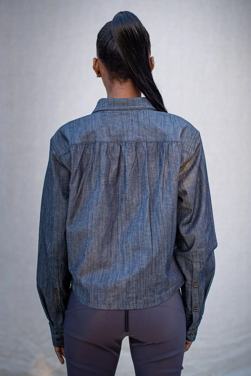 FW24 || CROPPED POETTESSE SHIRT || DENIM sold by zam barrett product image thumbnail 3