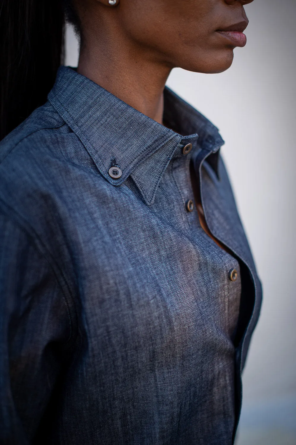 FW24 || CROPPED POETTESSE SHIRT || DENIM sold by zam barrett product image thumbnail 4