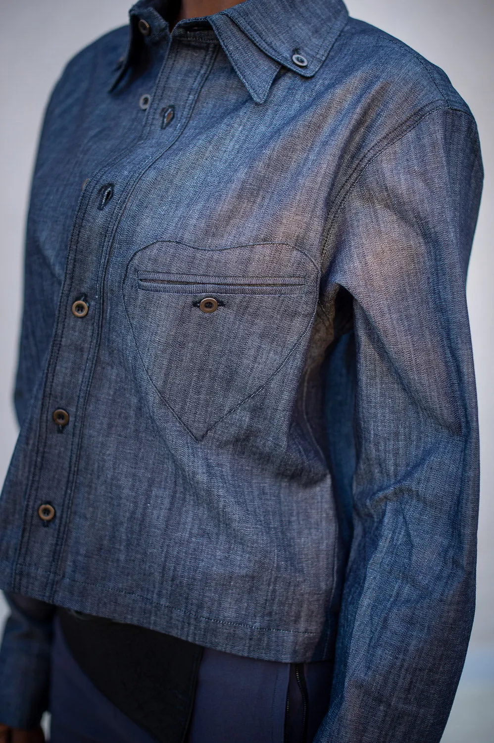 FW24 || CROPPED POETTESSE SHIRT || DENIM sold by zam barrett product image thumbnail 5