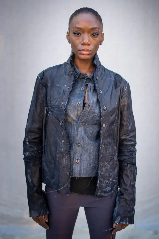 FW24 || MOONSTAR PROTOLOGICAL ARCHETYPE SHIRT JACKET || BLACK sold by zam barrett