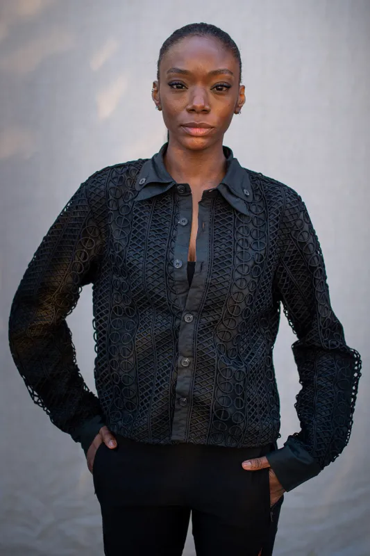 FW24 || CROPPED POETTESSE SHIRT || GUIPURE LACE made by zam barrett