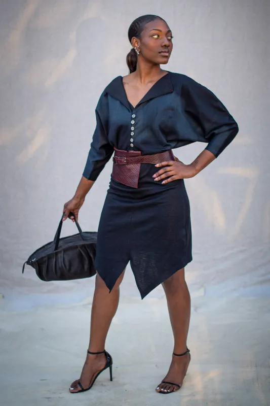 FW24 || BAT WING KNIT DRESS || BLACK WOOL sold by zam barrett