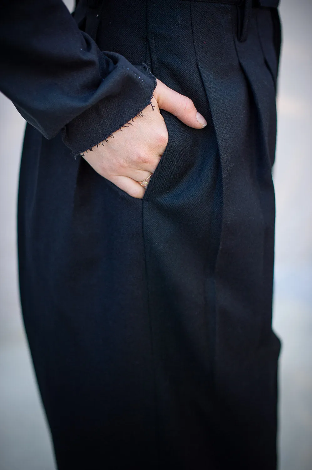 FW24 || 12 PLEAT PANTS || BLACK WOOL sold by zam barrett product image thumbnail 5