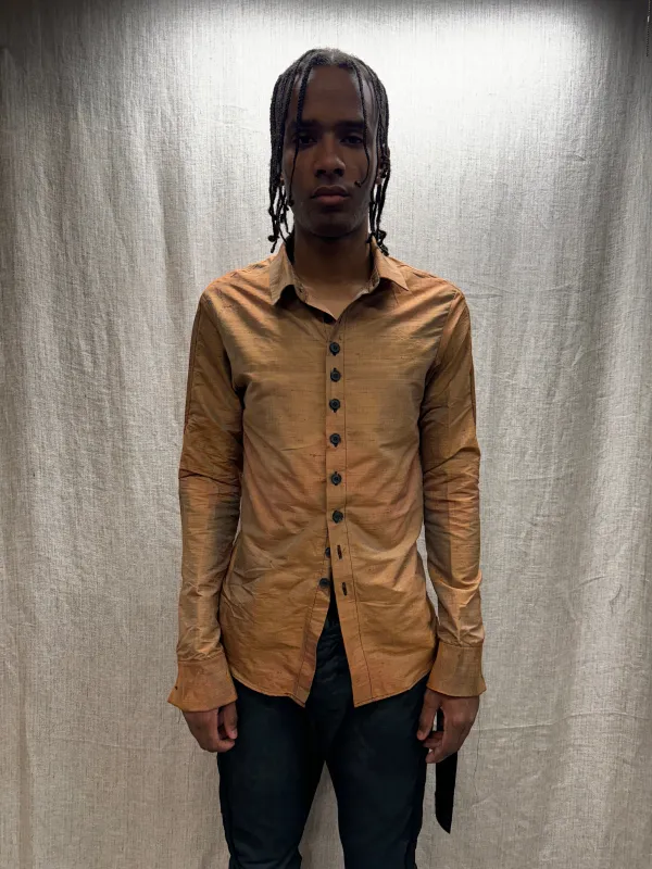 FW24 || FAULTED SHOULDER SILK SHIRT || ARTISANAL RUST made by zam barrett