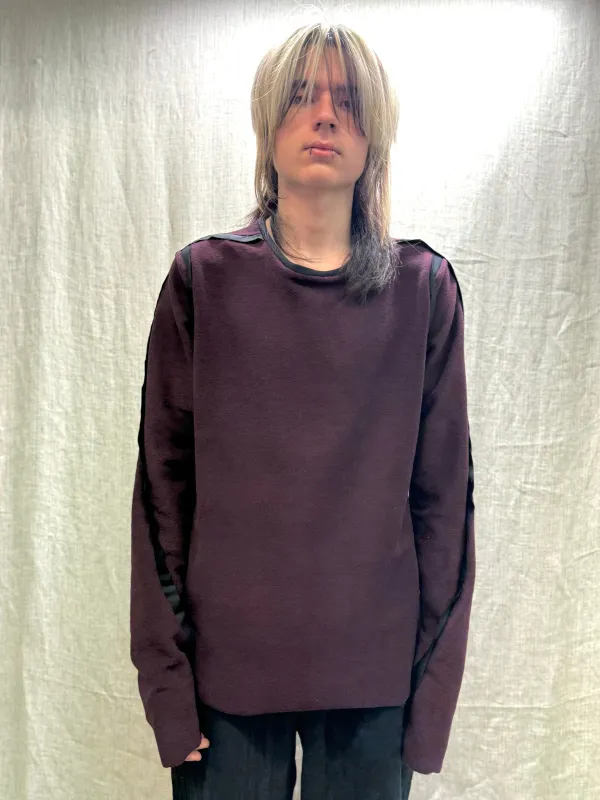 FW24 || SILK SEAMED FAULTED SHOULDER TOP || MAROON made by zam barrett