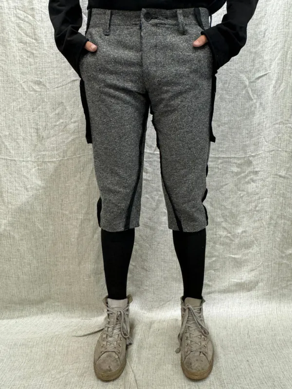 FW24 || SILK SEAMED CROPPED MINIMALIST PANTS || GREY SILK sold by zam barrett