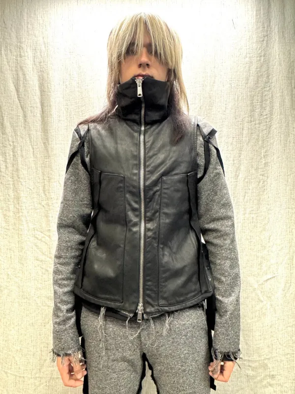 FW24 || TACTICAL VEST || BLACK LEATHER sold by zam barrett