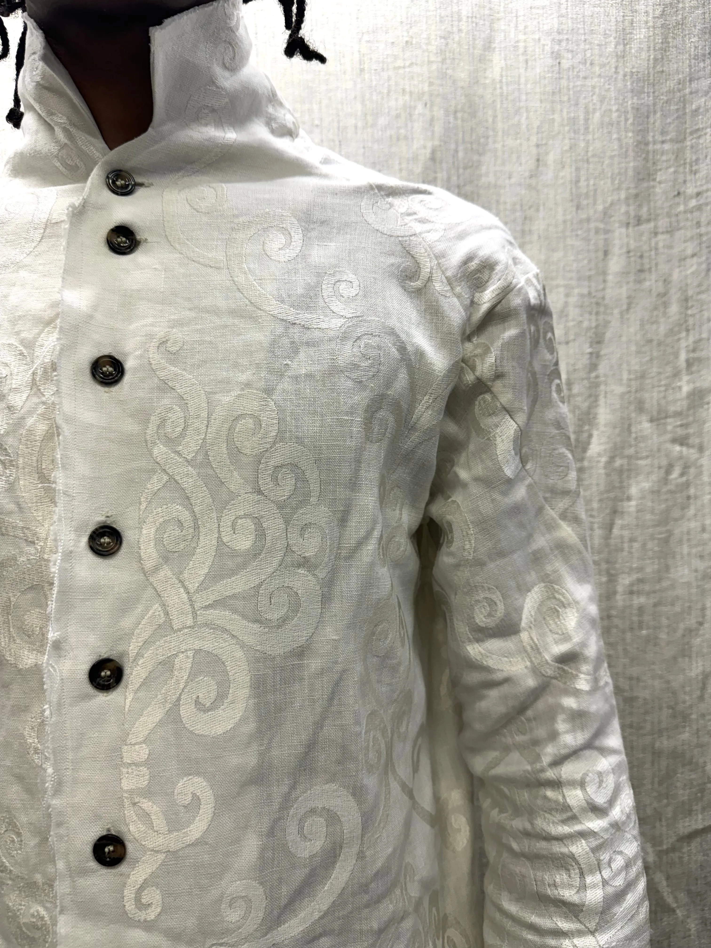 FW24 || PROTOLOGICAL ARCHETYPE EMBROIDERED SHIRT || WHITE sold by zam barrett product image thumbnail 3