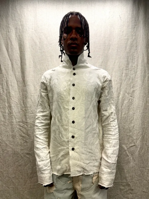 FW24 || PROTOLOGICAL ARCHETYPE EMBROIDERED SHIRT || WHITE made by zam barrett