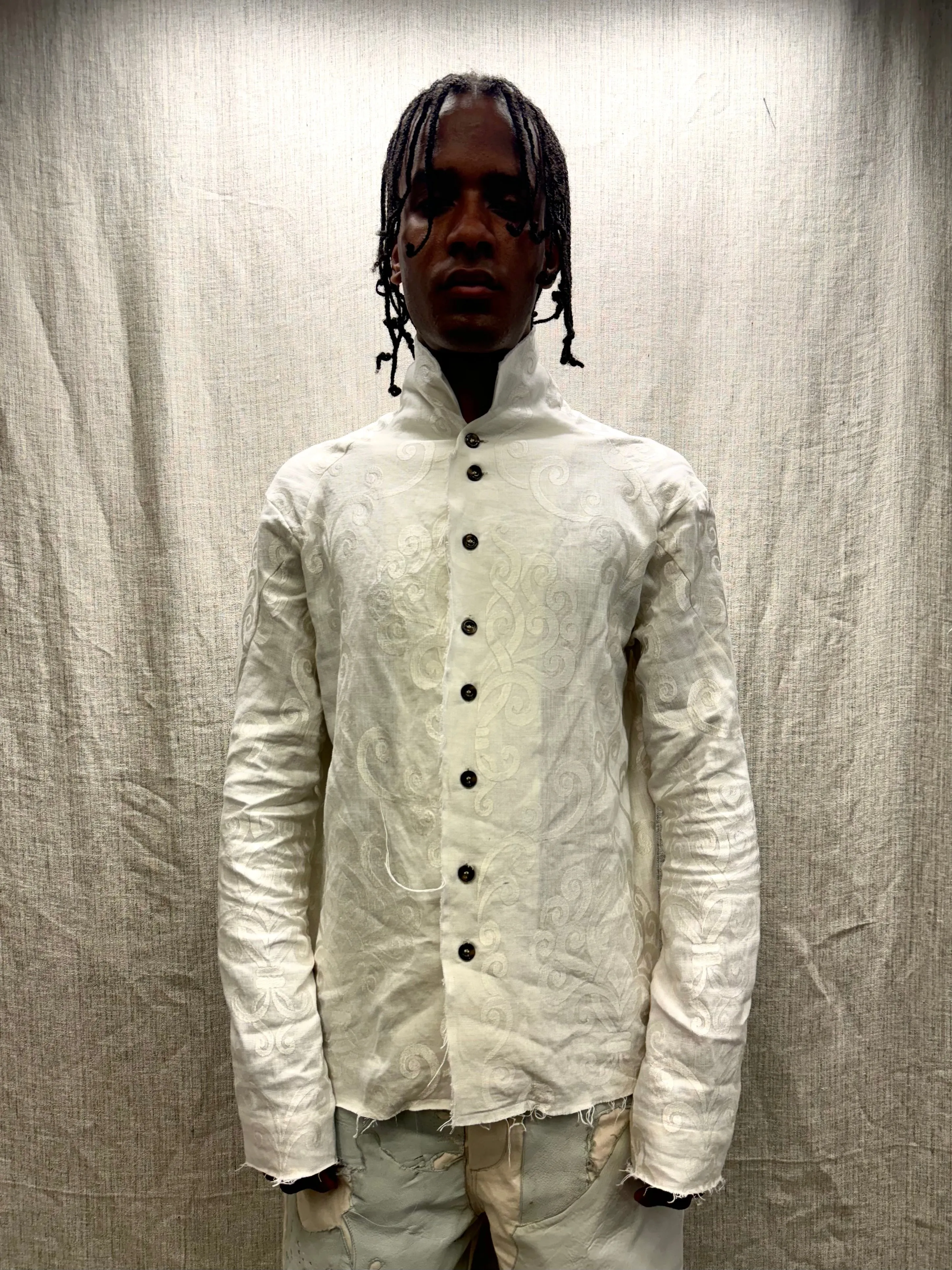 FW24 || PROTOLOGICAL ARCHETYPE EMBROIDERED SHIRT || WHITE sold by zam barrett